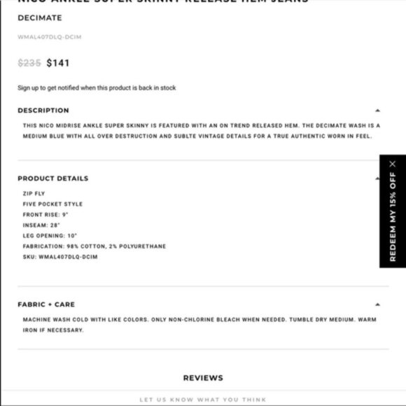 Hudson Nico Distressed Midrise Crop Skinny Jeans Size 29 - Picture 2 of 14